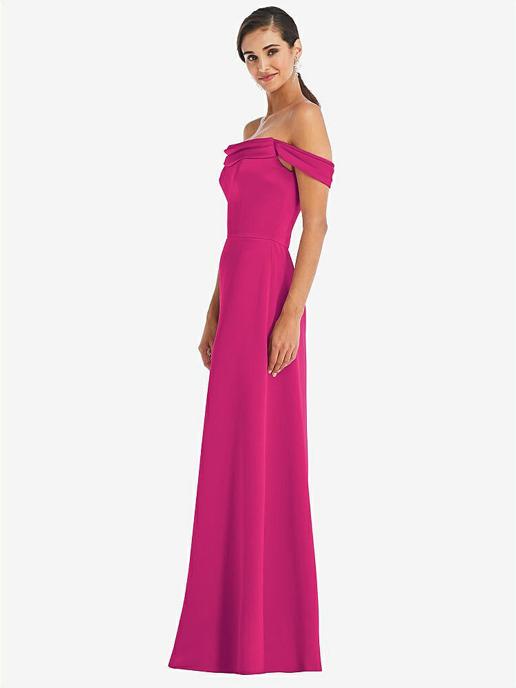 【STYLE: 3079】Draped Pleat Off-the-Shoulder Maxi Dress【COLOR: Think Pink】