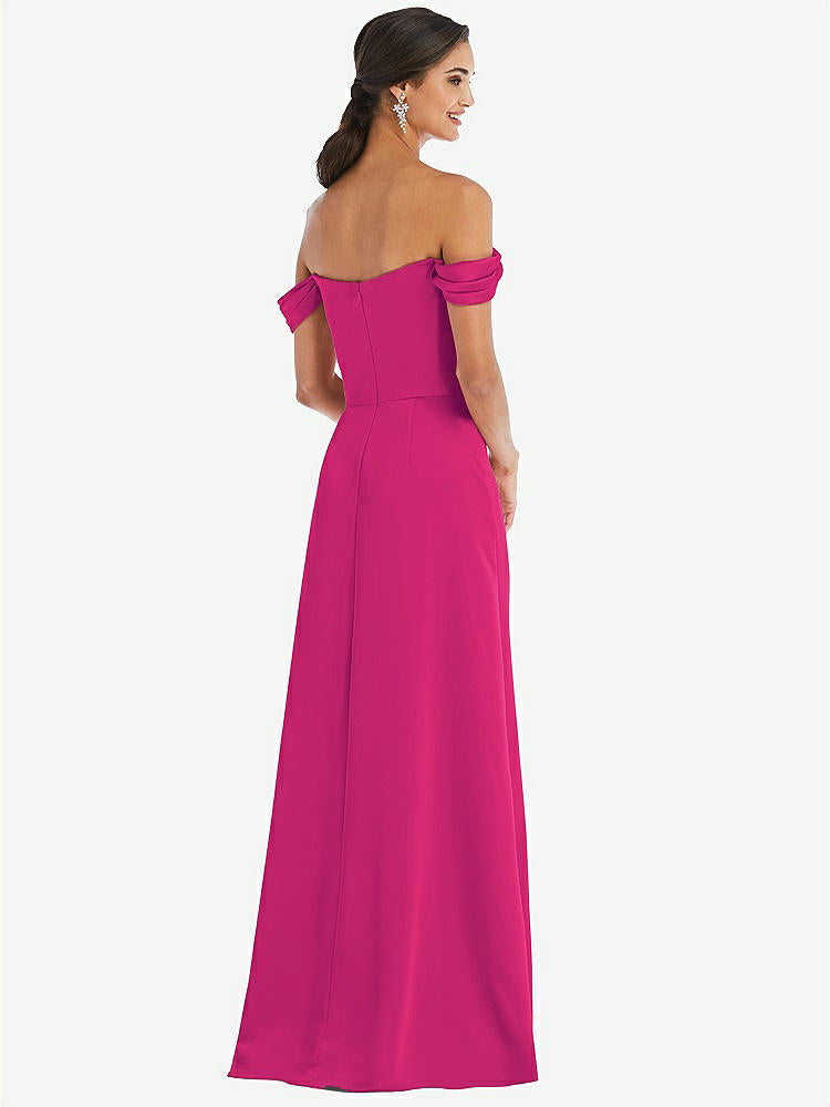 【STYLE: 3079】Draped Pleat Off-the-Shoulder Maxi Dress【COLOR: Think Pink】