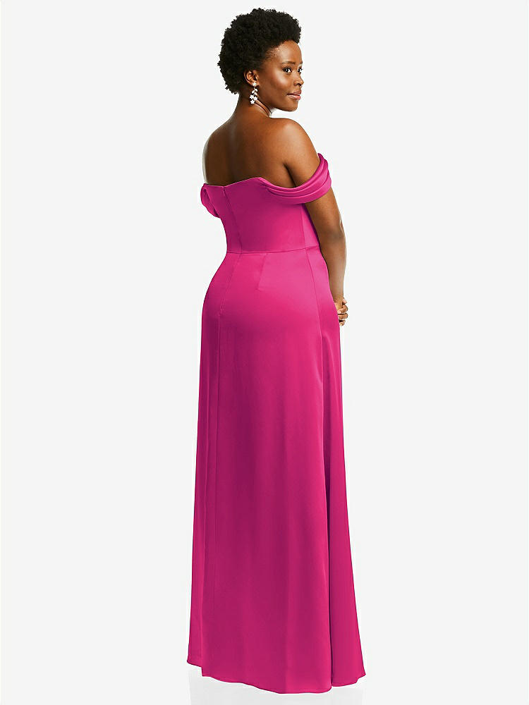 【STYLE: 3079】Draped Pleat Off-the-Shoulder Maxi Dress【COLOR: Think Pink】