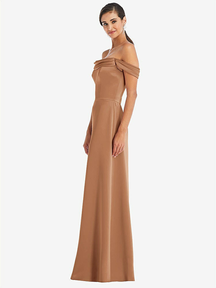 【STYLE: 3079】Draped Pleat Off-the-Shoulder Maxi Dress【COLOR: Toffee】
