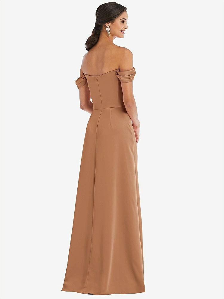 【STYLE: 3079】Draped Pleat Off-the-Shoulder Maxi Dress【COLOR: Toffee】