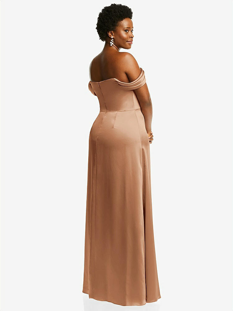 【STYLE: 3079】Draped Pleat Off-the-Shoulder Maxi Dress【COLOR: Toffee】