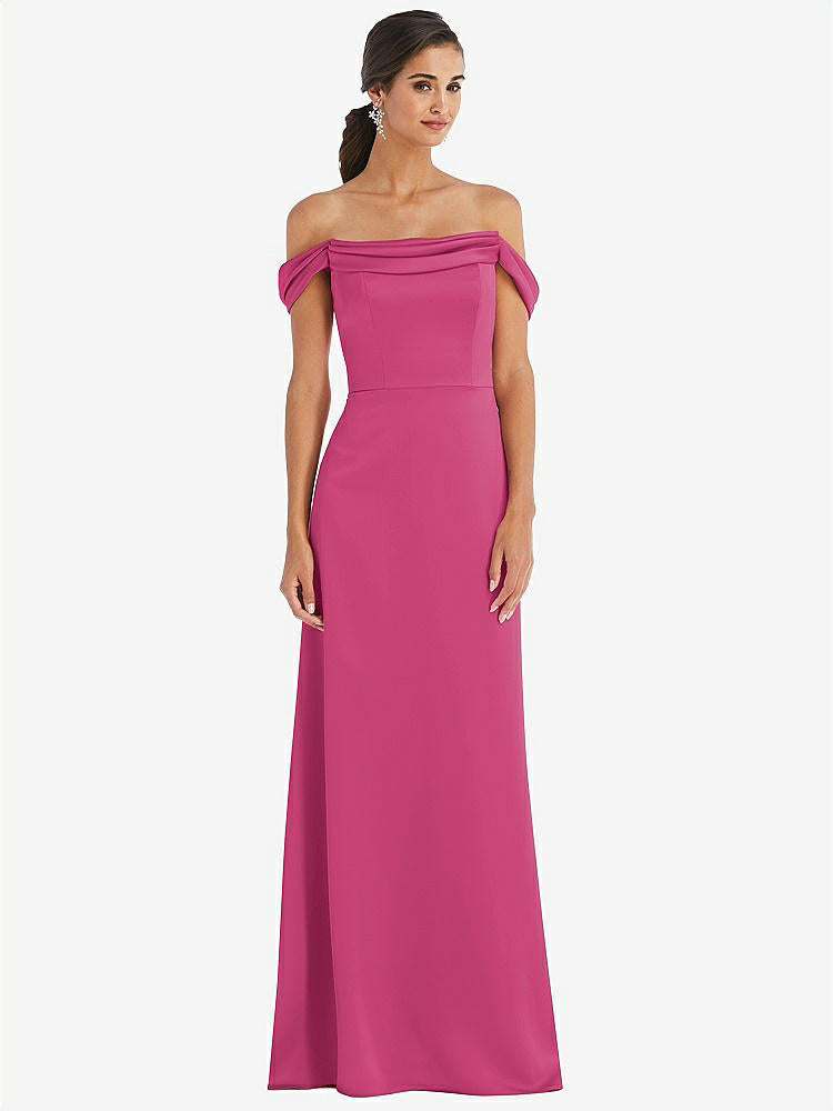 【STYLE: 3079】Draped Pleat Off-the-Shoulder Maxi Dress【COLOR: Tea Rose】