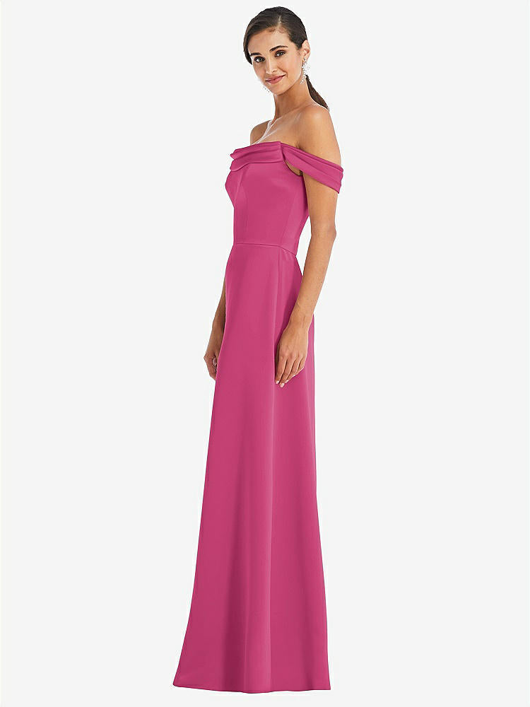【STYLE: 3079】Draped Pleat Off-the-Shoulder Maxi Dress【COLOR: Tea Rose】