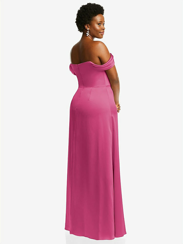 【STYLE: 3079】Draped Pleat Off-the-Shoulder Maxi Dress【COLOR: Tea Rose】