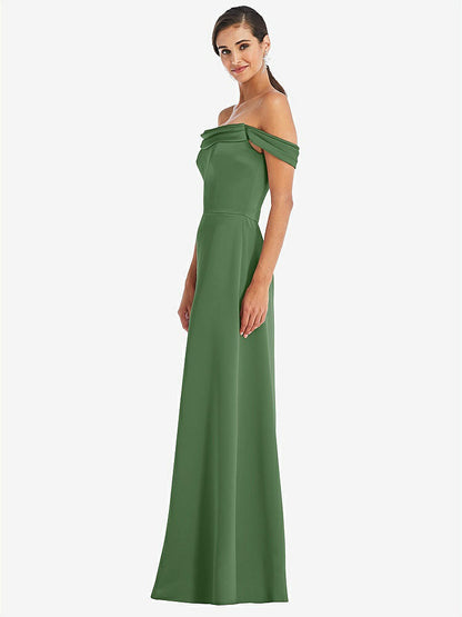 【STYLE: 3079】Draped Pleat Off-the-Shoulder Maxi Dress【COLOR: Vineyard Green】