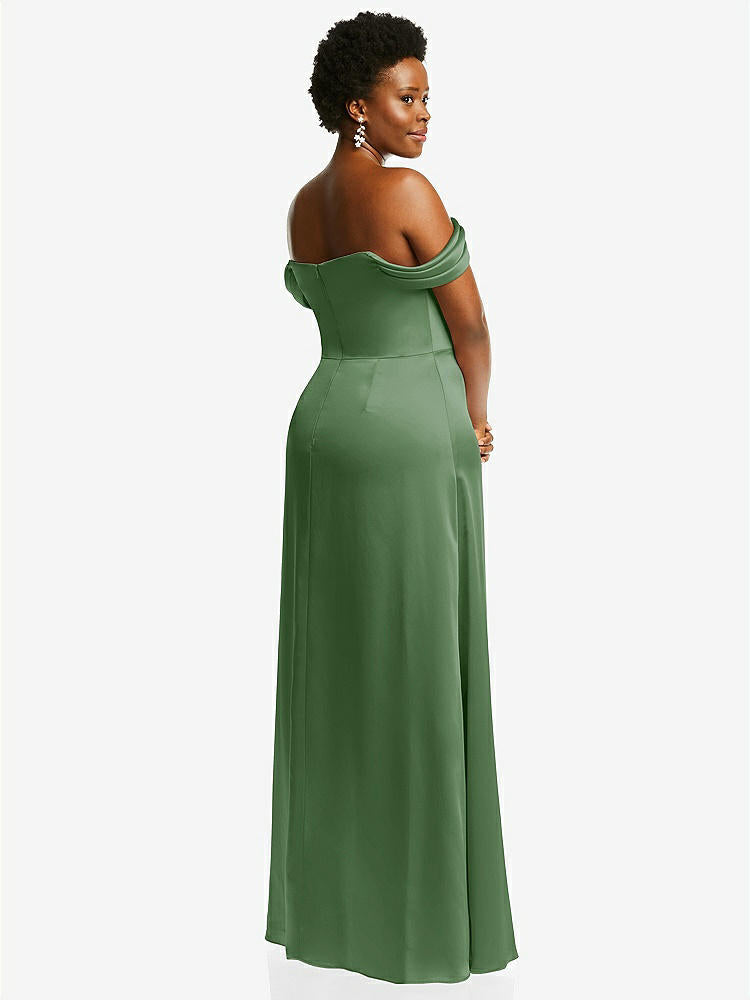 【STYLE: 3079】Draped Pleat Off-the-Shoulder Maxi Dress【COLOR: Vineyard Green】