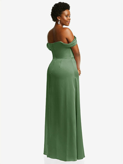 【STYLE: 3079】Draped Pleat Off-the-Shoulder Maxi Dress【COLOR: Vineyard Green】