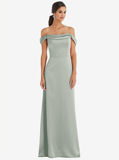 【STYLE: 3079】Draped Pleat Off-the-Shoulder Maxi Dress【COLOR: Willow Green】