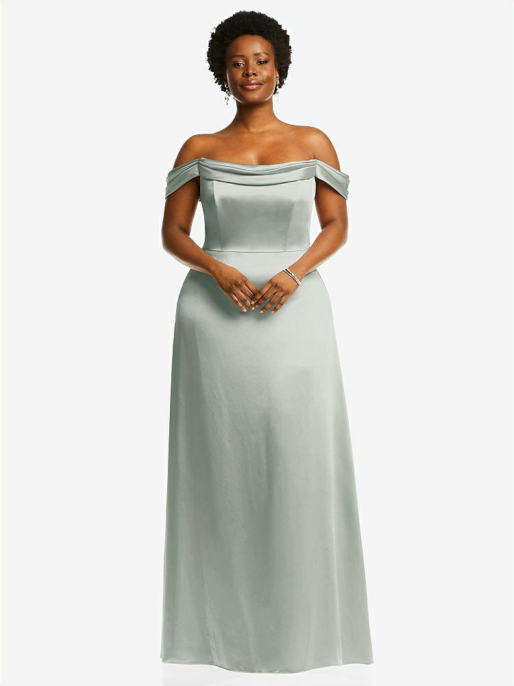 【STYLE: 3079】Draped Pleat Off-the-Shoulder Maxi Dress【COLOR: Willow Green】