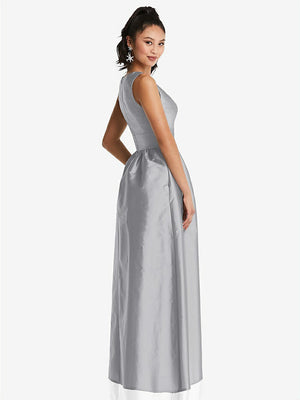 【STYLE: TH072】Plunging Neckline Maxi Dress with Pockets【COLOR: French Gray】