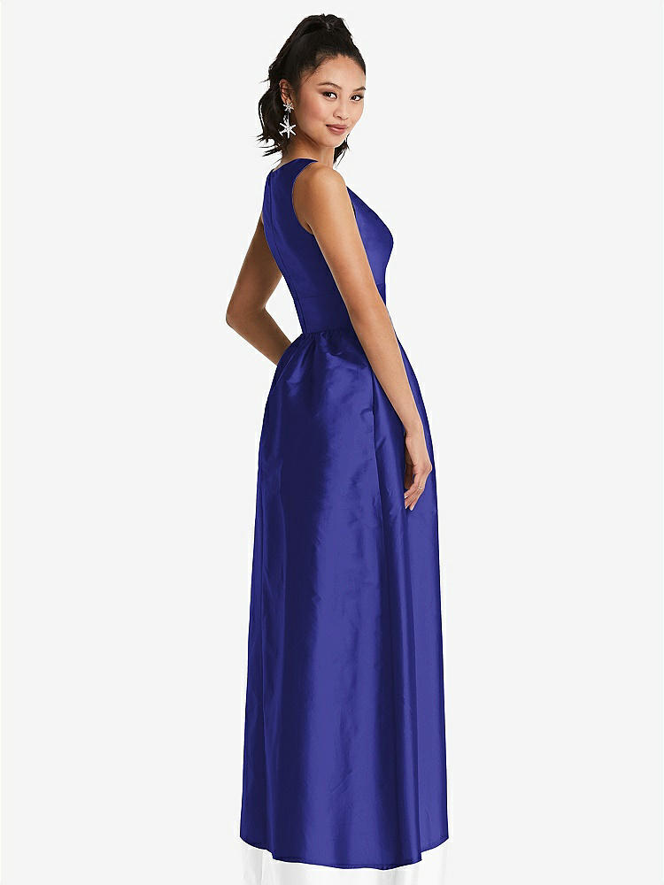 【STYLE: TH072】Plunging Neckline Maxi Dress with Pockets【COLOR: Electric Blue】