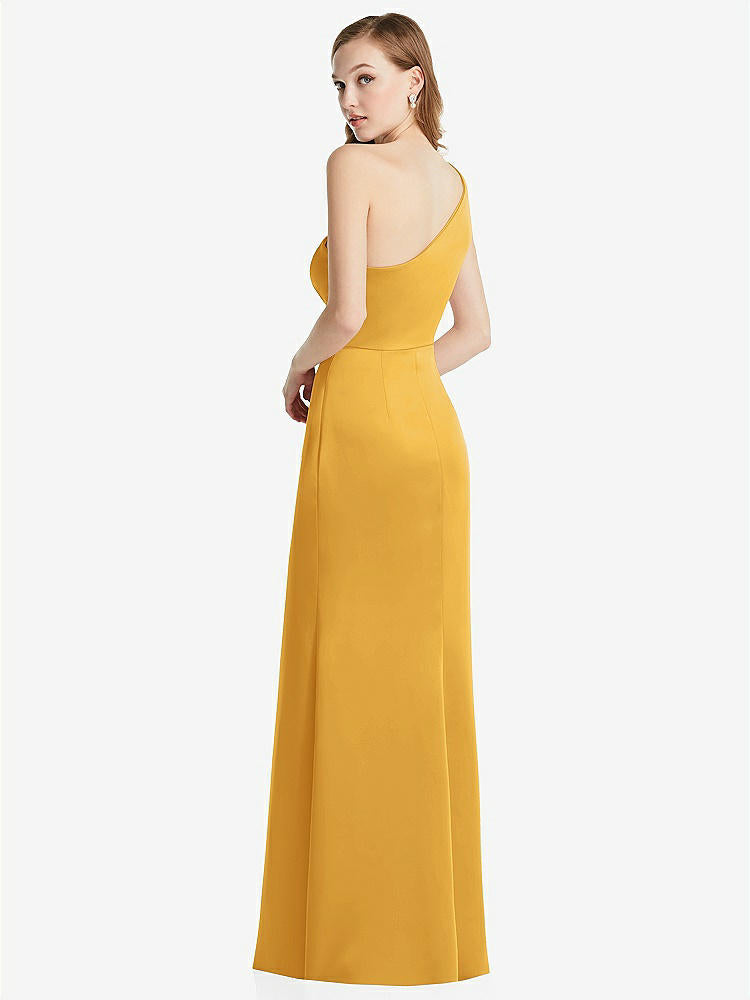 【NEW】【STYLE: LB028】shirred ワンショルダー サテン トランペット ドレス  -  マディ【COLOR: NYC Yellow】【SIZE: 00-30W】