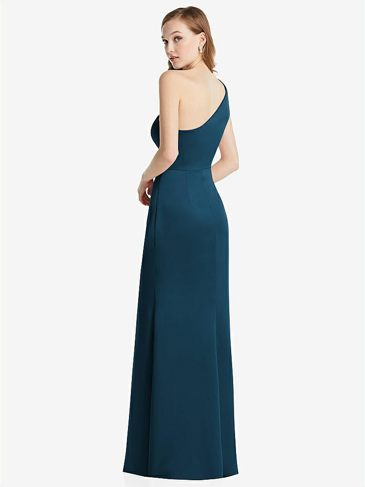【NEW】【STYLE: LB028】shirred ワンショルダー サテン トランペット ドレス  -  マディ【COLOR: Atlantic Blue】【SIZE: 00-30W】