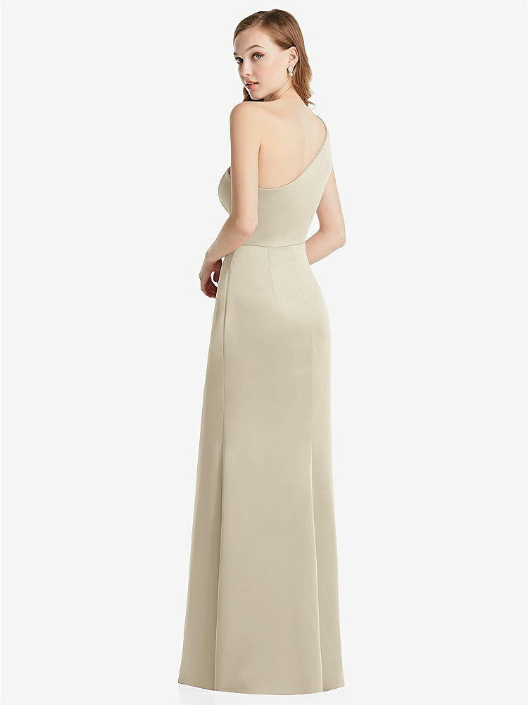 【STYLE: LB028】Shirred One-Shoulder Satin Trumpet Dress - Maddie【COLOR: Champagne】