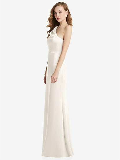 【STYLE: LB028】Shirred One-Shoulder Satin Trumpet Dress - Maddie【COLOR: Ivory】