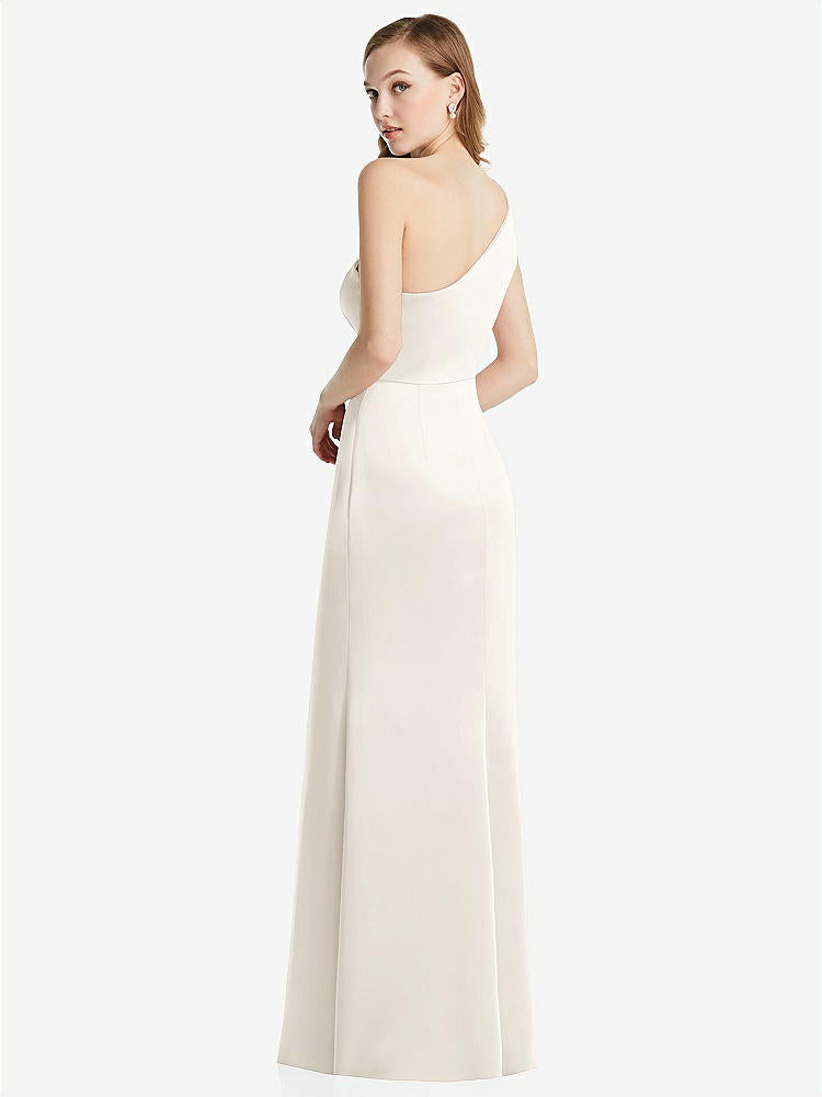【STYLE: LB028】Shirred One-Shoulder Satin Trumpet Dress - Maddie【COLOR: Ivory】