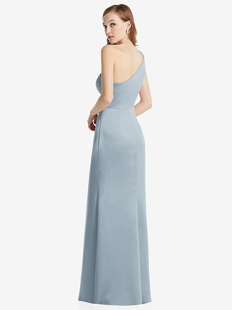 【STYLE: LB028】Shirred One-Shoulder Satin Trumpet Dress - Maddie【COLOR: Mist】