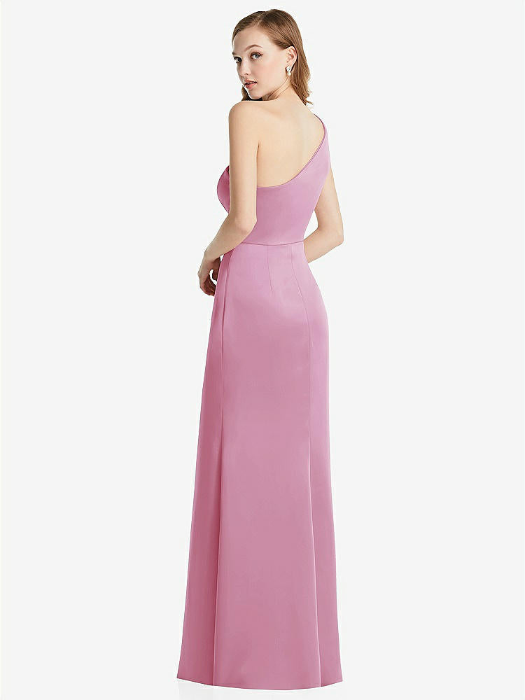 【NEW】【STYLE: LB028】shirred ワンショルダー サテン トランペット ドレス  -  マディ【COLOR: Powder Pink】【SIZE: 00-30W】