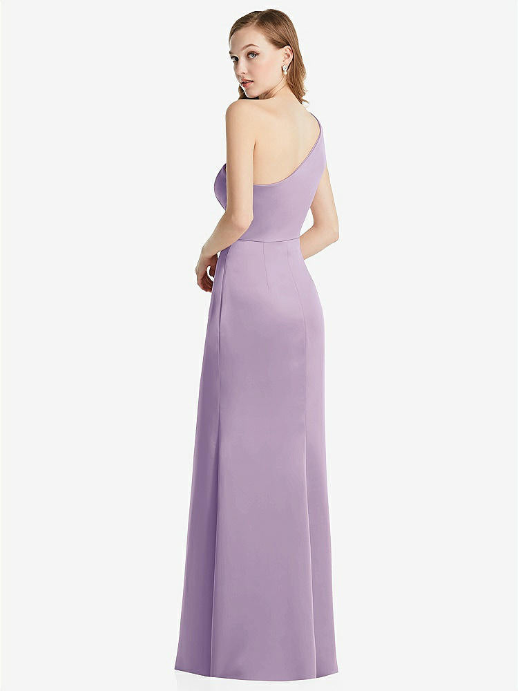 【NEW】【STYLE: LB028】shirred ワンショルダー サテン トランペット ドレス  -  マディ【COLOR: Pale Purple】【SIZE: 00-30W】