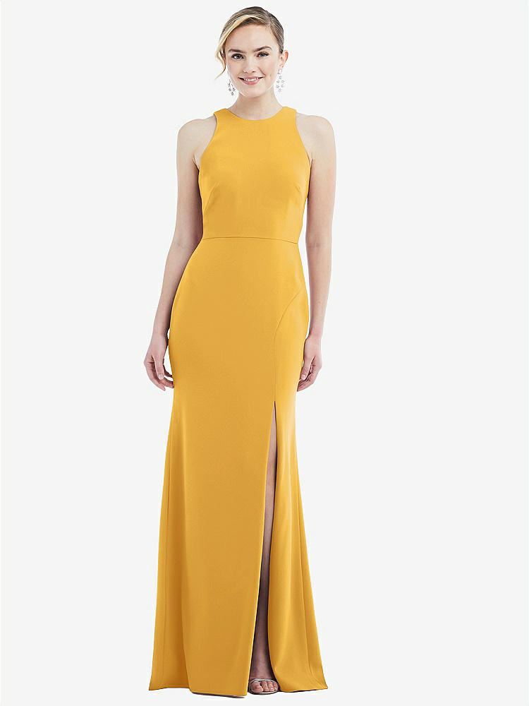 【NEW】【STYLE: 3084】カットアウト オープンバック ホルター マキシ ドレス スカーフ ネクタイ【COLOR: NYC Yellow &amp; Mist】【SIZE: 00-30W】