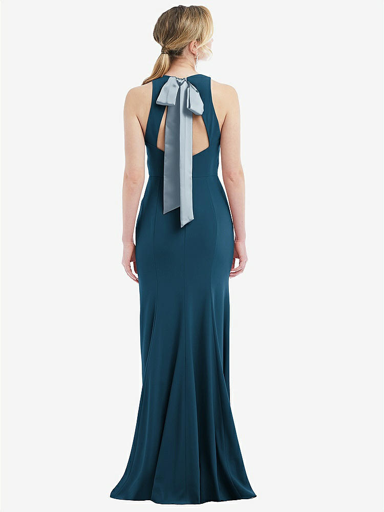 【NEW】【STYLE: 3084】カットアウト オープンバック ホルター マキシ ドレス スカーフ ネクタイ【COLOR: Atlantic Blue &amp; Mist】【SIZE: 00-30W】