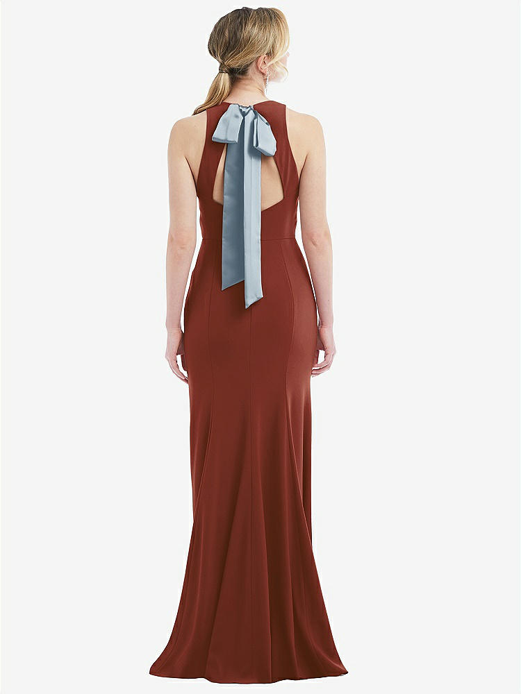 【STYLE: 3084】Cutout Open-Back Halter Maxi Dress with Scarf Tie【COLOR: Auburn Moon &amp; Mist】