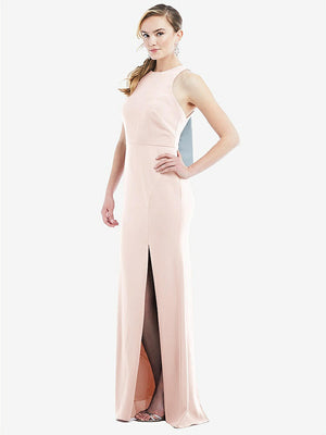 【STYLE: 3084】Cutout Open-Back Halter Maxi Dress with Scarf Tie【Blush & Mist】