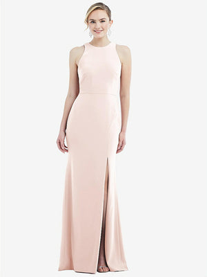 【STYLE: 3084】Cutout Open-Back Halter Maxi Dress with Scarf Tie【Blush & Mist】