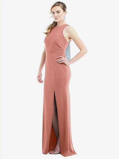 【NEW】【STYLE: 3084】カットアウト オープンバック ホルター マキシ ドレス スカーフ ネクタイ【COLOR: Desert Rose &amp; Mist】【SIZE: 00-30W】