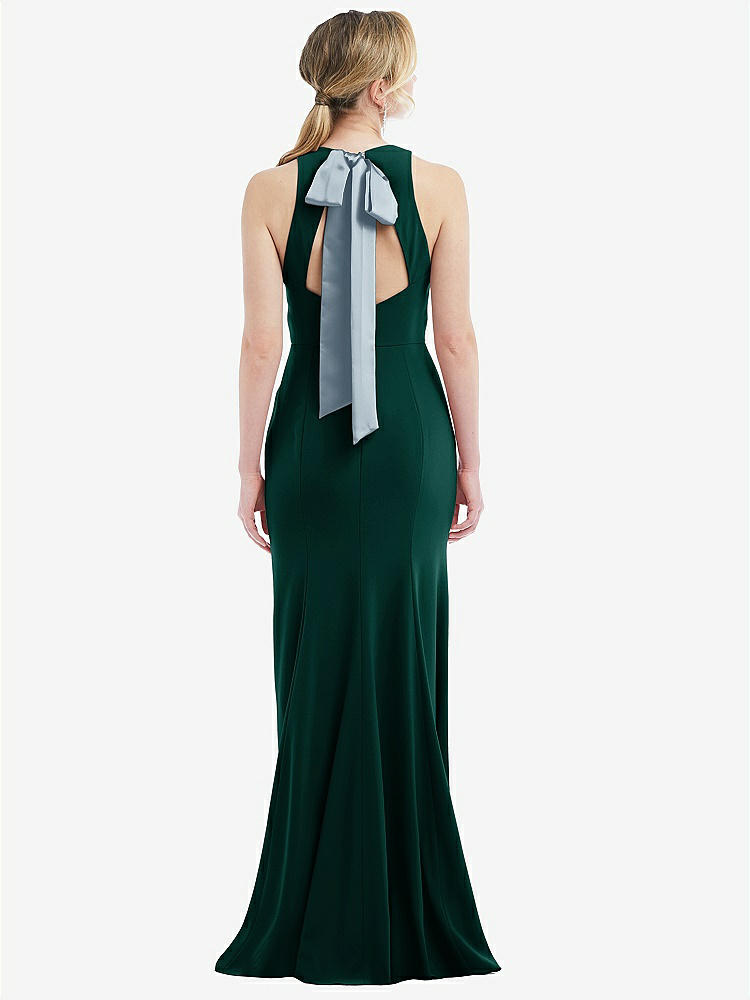 【NEW】【STYLE: 3084】カットアウト オープンバック ホルター マキシ ドレス スカーフ ネクタイ【COLOR: Evergreen &amp; Mist】【SIZE: 00-30W】