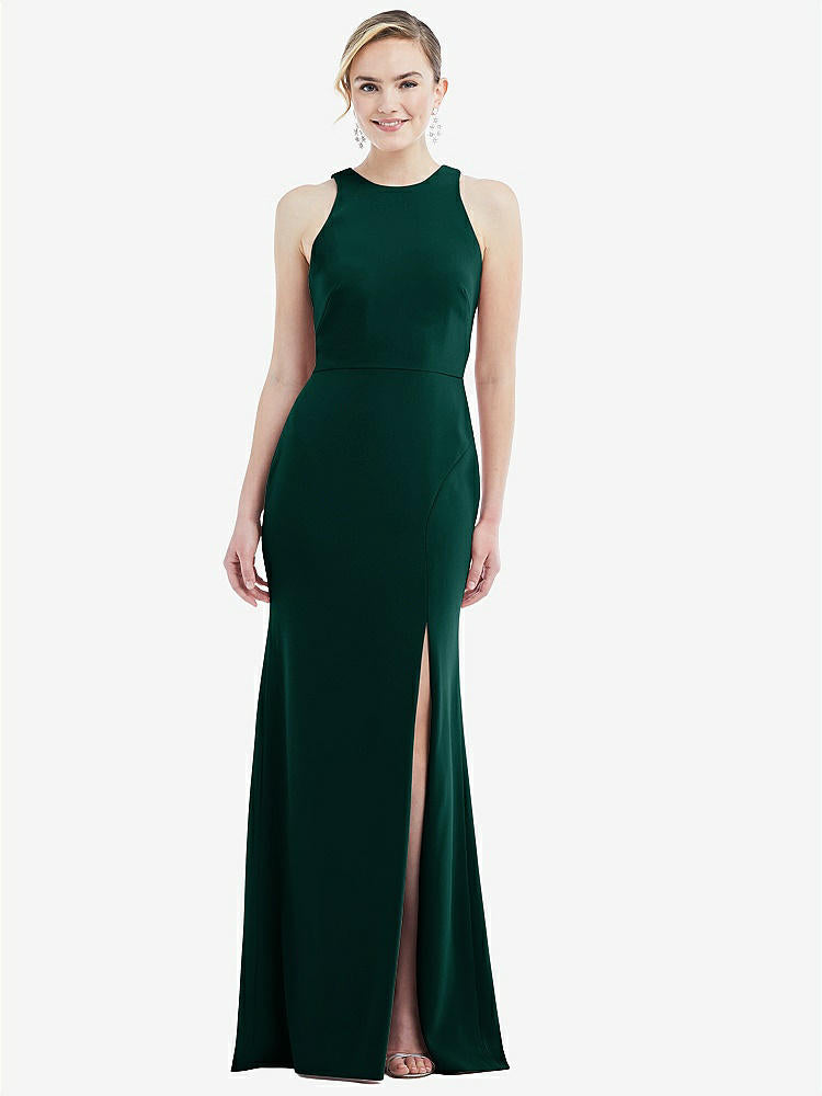 【NEW】【STYLE: 3084】カットアウト オープンバック ホルター マキシ ドレス スカーフ ネクタイ【COLOR: Evergreen &amp; Mist】【SIZE: 00-30W】