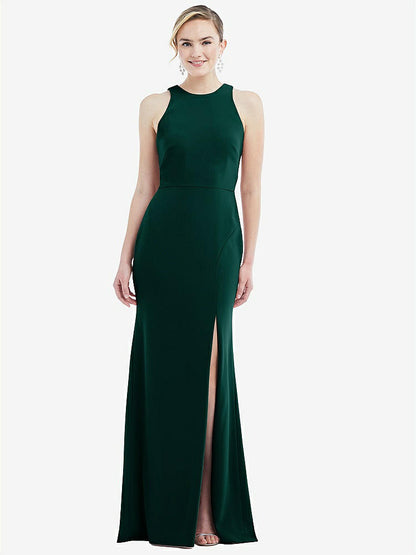 【NEW】【STYLE: 3084】カットアウト オープンバック ホルター マキシ ドレス スカーフ ネクタイ【COLOR: Evergreen &amp; Mist】【SIZE: 00-30W】