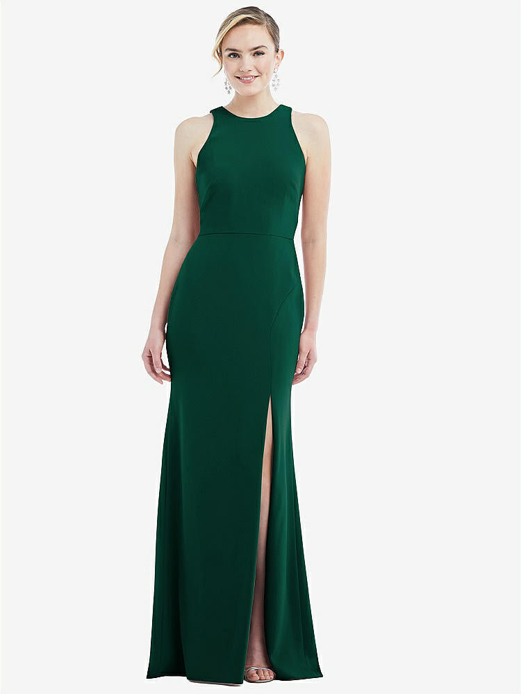 【NEW】【STYLE: 3084】カットアウト オープンバック ホルター マキシ ドレス スカーフ ネクタイ【COLOR: Hunter Green &amp; Mist】【SIZE: 00-30W】
