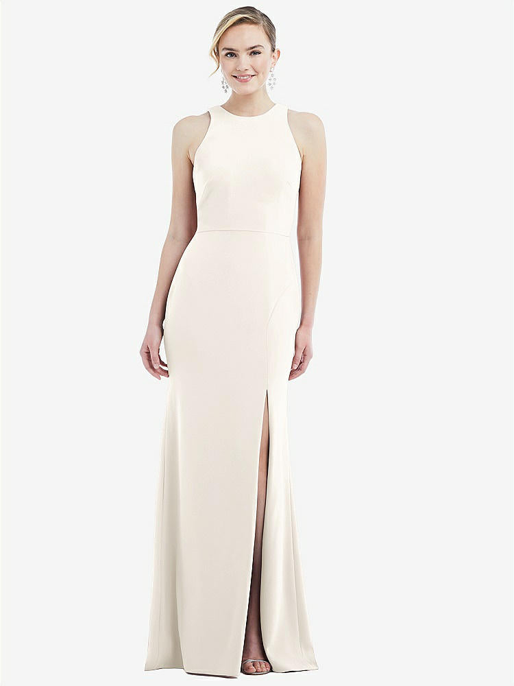 【NEW】【STYLE: 3084】カットアウト オープンバック ホルター マキシ ドレス スカーフ ネクタイ【COLOR: Ivory &amp; Mist】【SIZE: 00-30W】