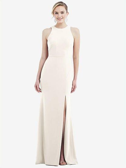 【NEW】【STYLE: 3084】カットアウト オープンバック ホルター マキシ ドレス スカーフ ネクタイ【COLOR: Ivory &amp; Mist】【SIZE: 00-30W】