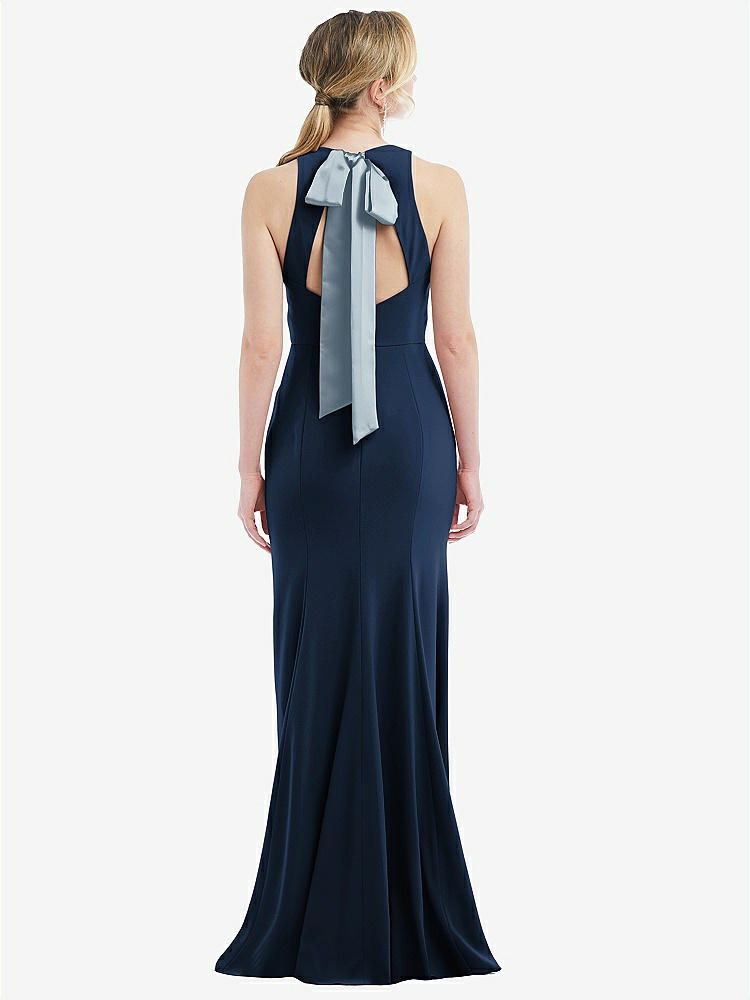 【NEW】【STYLE: 3084】カットアウト オープンバック ホルター マキシ ドレス スカーフ ネクタイ【COLOR: Midnight Navy &amp; Mist】【SIZE: 00-30W】