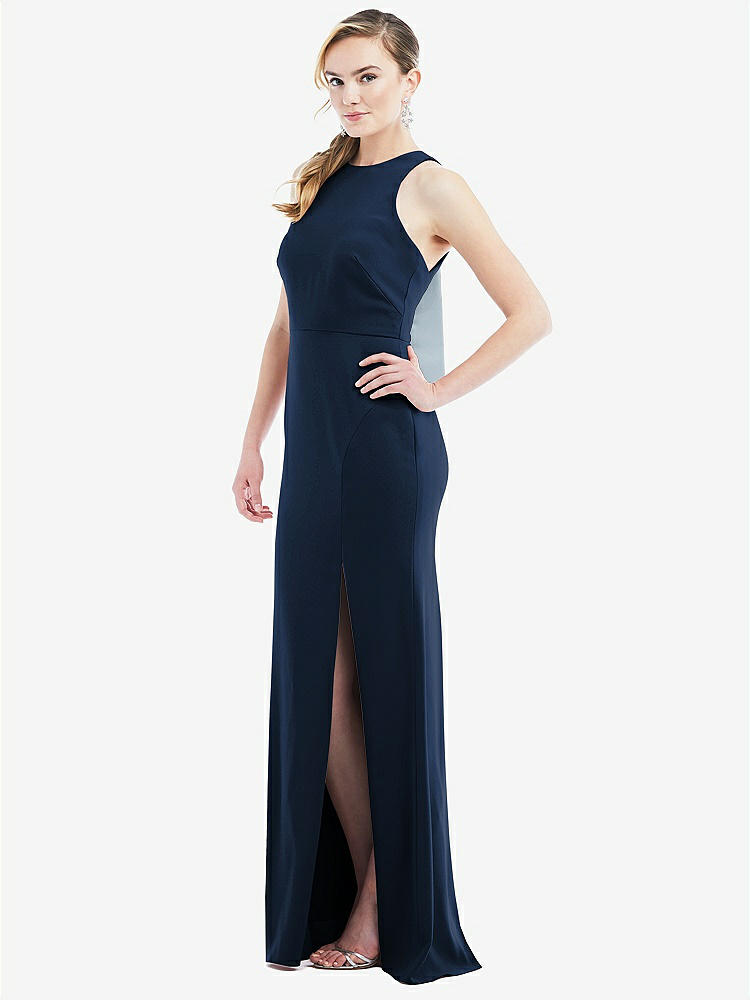 【NEW】【STYLE: 3084】カットアウト オープンバック ホルター マキシ ドレス スカーフ ネクタイ【COLOR: Midnight Navy &amp; Mist】【SIZE: 00-30W】