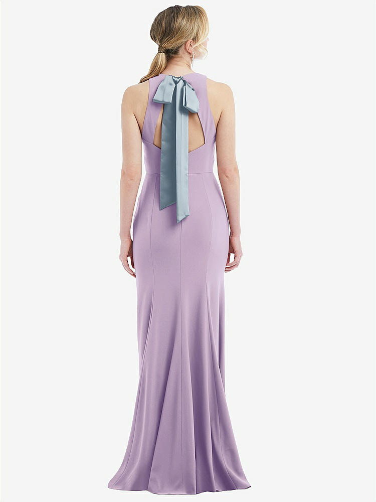 【NEW】【STYLE: 3084】カットアウト オープンバック ホルター マキシ ドレス スカーフ ネクタイ【COLOR: Pale Purple &amp; Mist】【SIZE: 00-30W】