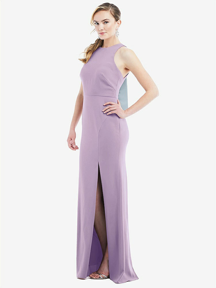 【NEW】【STYLE: 3084】カットアウト オープンバック ホルター マキシ ドレス スカーフ ネクタイ【COLOR: Pale Purple &amp; Mist】【SIZE: 00-30W】