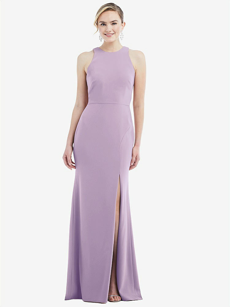 【NEW】【STYLE: 3084】カットアウト オープンバック ホルター マキシ ドレス スカーフ ネクタイ【COLOR: Pale Purple &amp; Mist】【SIZE: 00-30W】