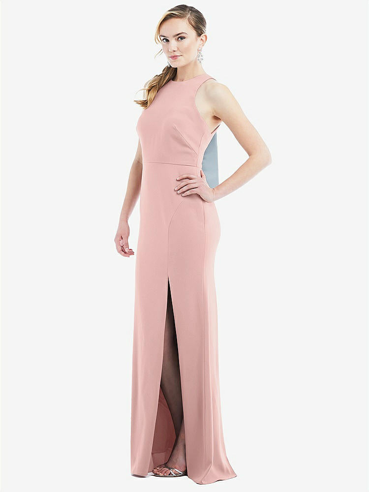 【NEW】【STYLE: 3084】カットアウト オープンバック ホルター マキシ ドレス スカーフ ネクタイ【COLOR: Rose - PANTONE Rose Quartz &amp; Mist】【SIZE: 00-30W】