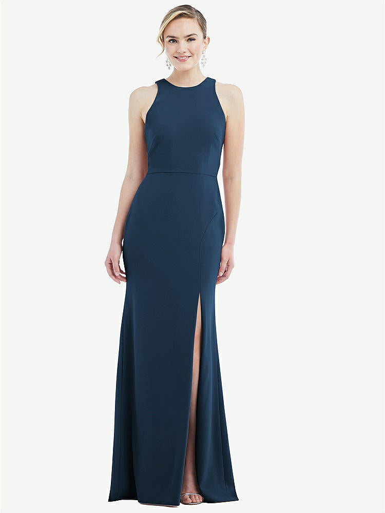 【NEW】【STYLE: 3084】カットアウト オープンバック ホルター マキシ ドレス スカーフ ネクタイ【COLOR: Sofia Blue &amp; Mist】【SIZE: 00-30W】