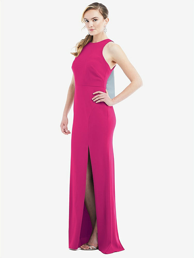 【NEW】【STYLE: 3084】カットアウト オープンバック ホルター マキシ ドレス スカーフ ネクタイ【COLOR: Think Pink &amp; Mist】【SIZE: 00-30W】