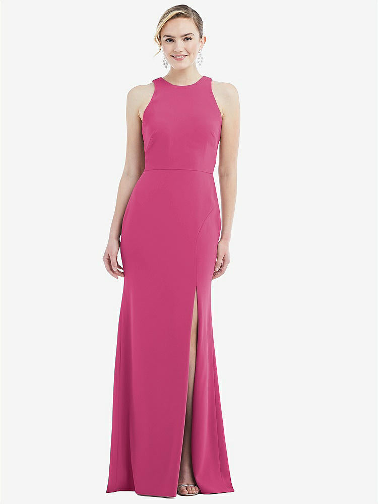 【NEW】【STYLE: 3084】カットアウト オープンバック ホルター マキシ ドレス スカーフ ネクタイ【COLOR: Tea Rose &amp; Mist】【SIZE: 00-30W】