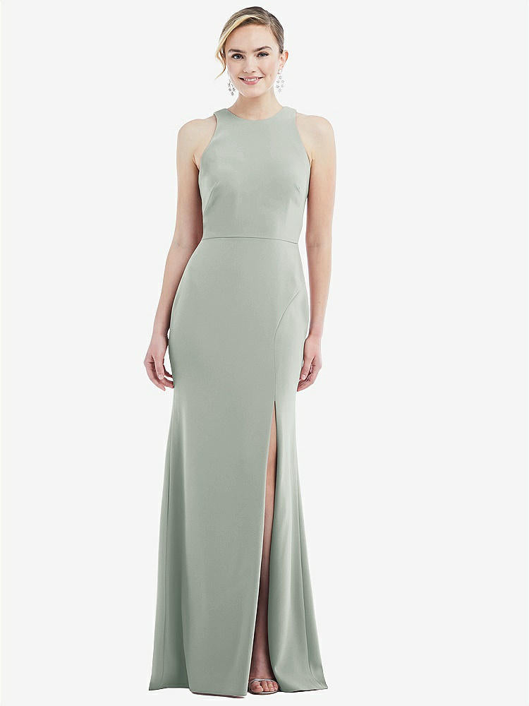 【NEW】【STYLE: 3084】カットアウト オープンバック ホルター マキシ ドレス スカーフ ネクタイ【COLOR: Willow Green &amp; Mist】【SIZE: 00-30W】