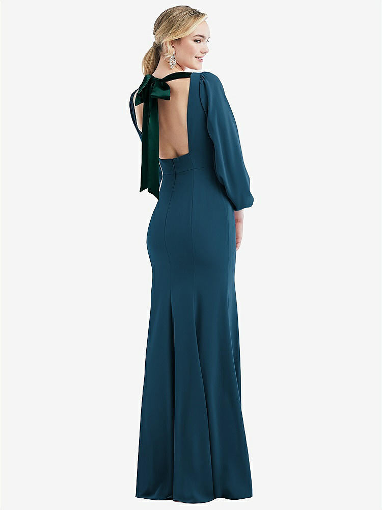 【NEW】【STYLE: 3086】司教 袖 オープンバック トランペット ガウン スカーフ ネクタイ【COLOR: Atlantic Blue &amp; Evergreen】【SIZE: 00-30W】