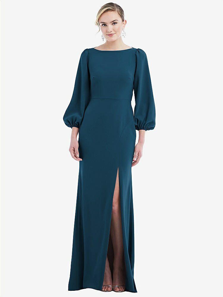 【NEW】【STYLE: 3086】司教 袖 オープンバック トランペット ガウン スカーフ ネクタイ【COLOR: Atlantic Blue &amp; Evergreen】【SIZE: 00-30W】