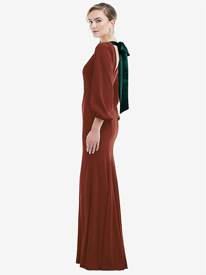 【NEW】【STYLE: 3086】司教 袖 オープンバック トランペット ガウン スカーフ ネクタイ【COLOR: Auburn Moon &amp; Evergreen】【SIZE: 00-30W】
