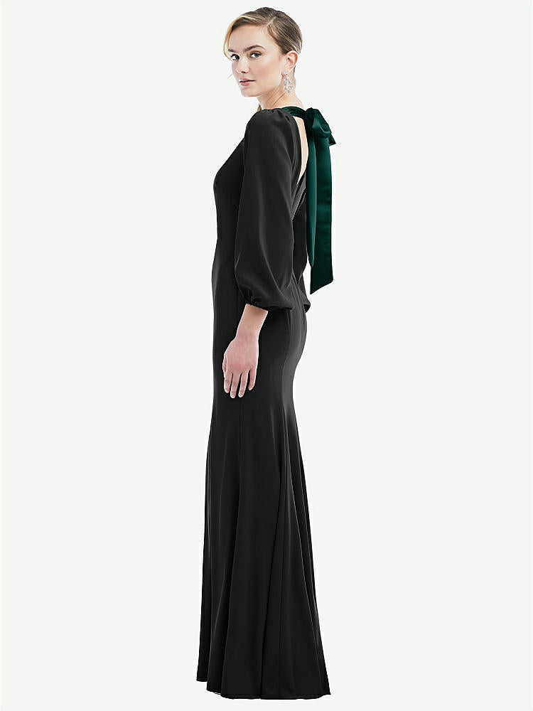 【NEW】【STYLE: 3086】司教 袖 オープンバック トランペット ガウン スカーフ ネクタイ【COLOR: Black &amp; Evergreen】【SIZE: 00-30W】